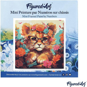 Peinture par numéro - Modèle Lionceau - 20x20cm - Toile tendue + pinceaux + peinture - Débutant - Figured'Art