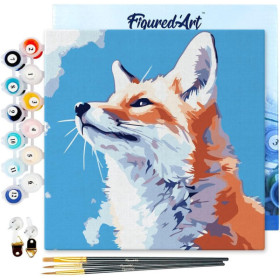 photo-Peinture par numéro - Modèle renard - 20x20cm - Toile tendue + pinceaux + peinture - Débutant - Figured'Art