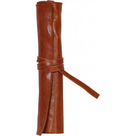 photo-Trousse - Marron - Ronde - En rouleau - Cuir véritable - Flying Spirit - Clairefontaine