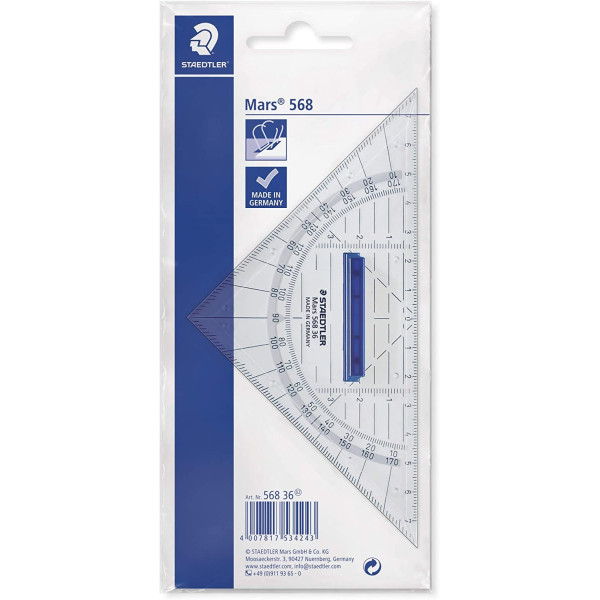 photo-Equerre géométrique 16 cm - Scolaire - Rapporteur intégrée - Staedtler