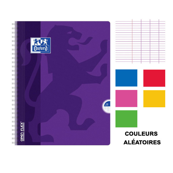 Cahier - 24x32(cm) - Grands carreaux - 100 pages - couverture en polypro - à spirale - Oxford - OpenFlex