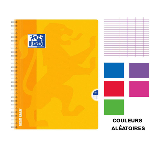 Cahier - 24x32(cm) - Grands carreaux - 100 pages - couverture en polypro - à spirale - Oxford - OpenFlex
