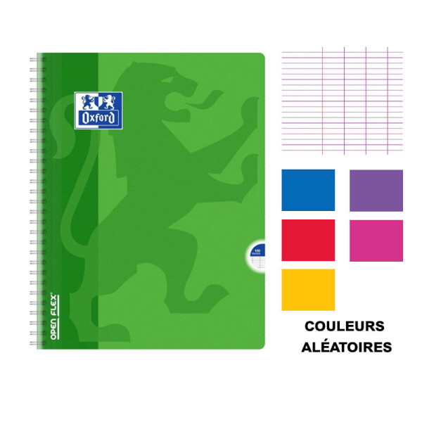 Cahier - 24x32(cm) - Grands carreaux - 100 pages - couverture en polypro - à spirale - Oxford - OpenFlex