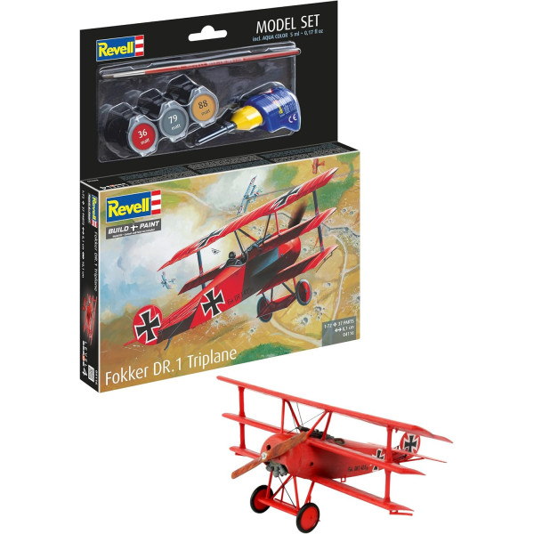 Maquette - Avion - Fokker DR.1 Triplane - Echelle 1:72 - 37 pièces - 8,1cm - Niveau 4 - Revell