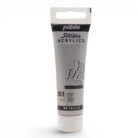 photo-Peinture acrylique - Argent métallique - 351 - Pébéo Studio Acrylics - Tube 30ml