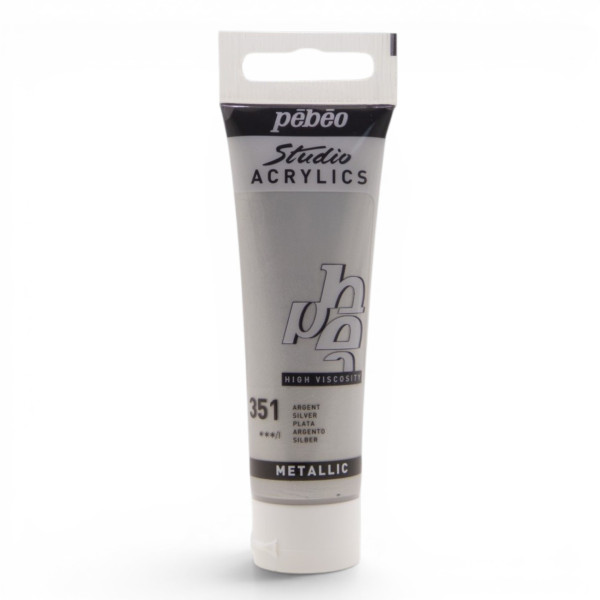 photo-Peinture acrylique - Argent métallique - 351 - Pébéo Studio Acrylics - Tube 30ml