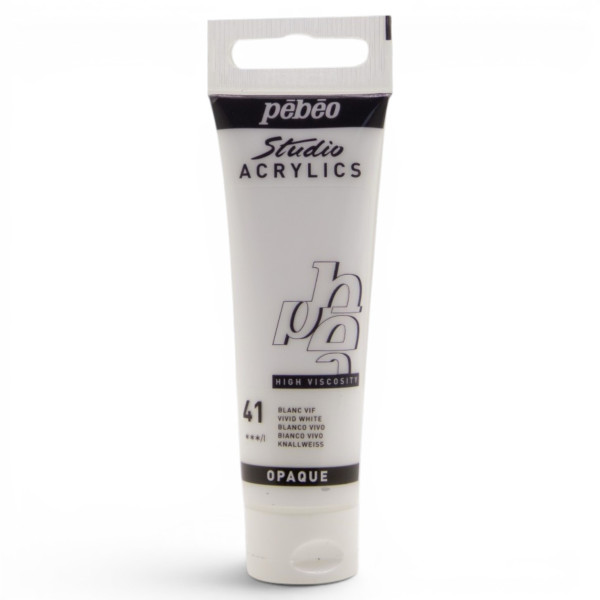 photo-Peinture acrylique - Blanc vif - 41 - Pébéo Studio Acrylics - Tube 30ml