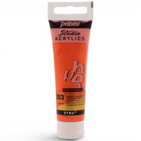 photo-Peinture acrylique - Orange jaune iridescent - 353 - Pébéo Studio Acrylics - Tube 30ml