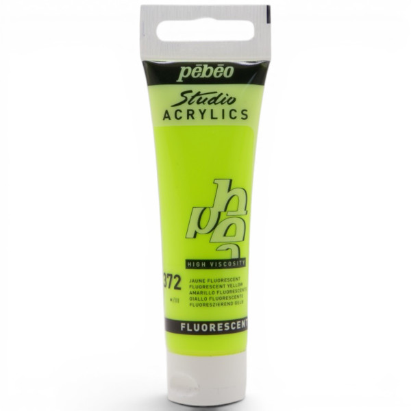 photo-Peinture acrylique - Jaune fluo - 372 - Pébéo Studio Acrylics - Tube 30ml