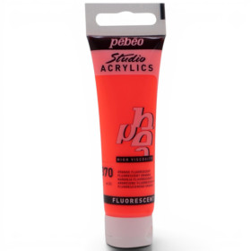 photo-Peinture acrylique - Orange fluo - 370 - Pébéo Studio Acrylics - Tube 30ml