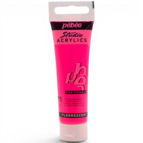 photo-Peinture acrylique - Rose fluo - 371 - Pébéo Studio Acrylics - Tube 30ml