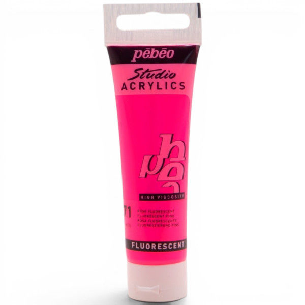 photo-Peinture acrylique - Rose fluo - 371 - Pébéo Studio Acrylics - Tube 30ml