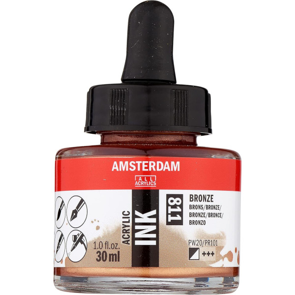 photo-Encre - Acrylique - Bronze - 811 - Amsterdam - Flacon 30ml - Beaux-arts