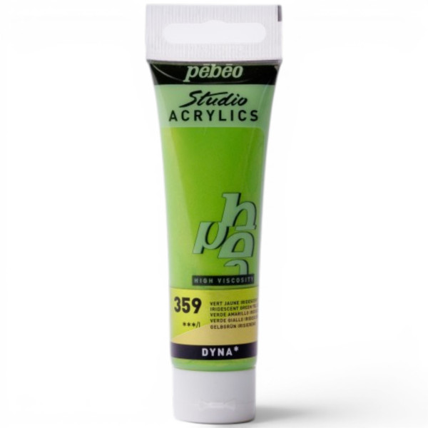 photo-Peinture acrylique - Vert jaune iridescent - 359 - Pébéo Studio Acrylics - Tube 30ml