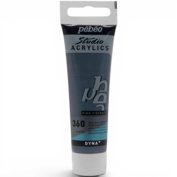 photo-Peinture acrylique - Bleu noir iridescent - 360 - Pébéo Studio Acrylics - Tube 30ml
