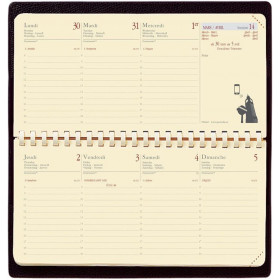 Agenda semainier 2023 - Planital - Impala - Noir - 8,8 x 17 cm - Quo Vadis