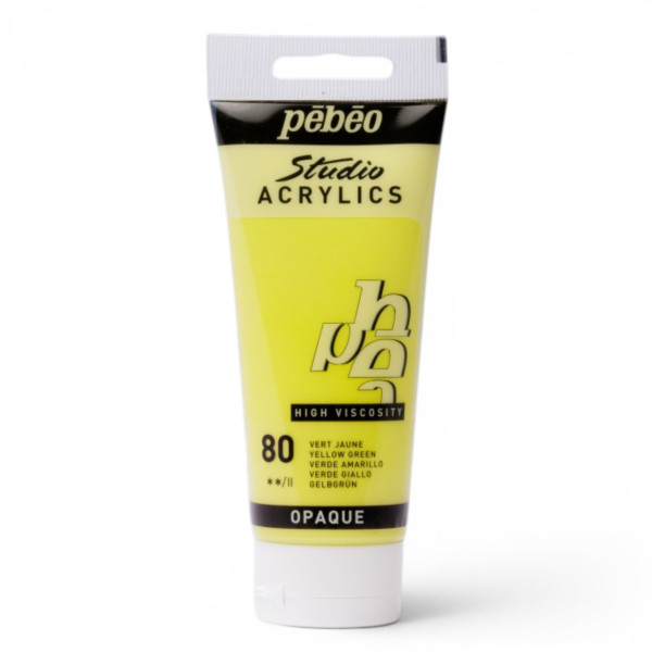 photo-Tube de peinture acrylique - Vert jaune - Pébéo - Studio - 100 ml