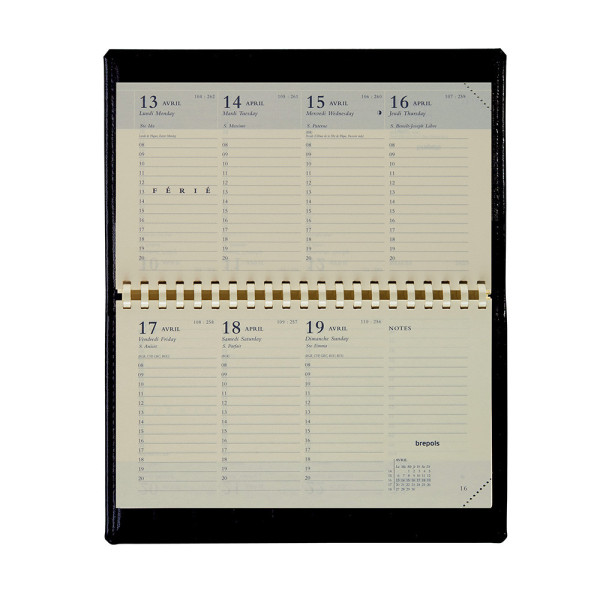 Agenda semainier 2023 - Noir - Brepols - 16 x 9 cm - Janvier à décembre
