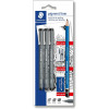 photo-Feutres fins noir - Crayon graphite 2B - Taille-crayon métal - Gomme - Staedtler