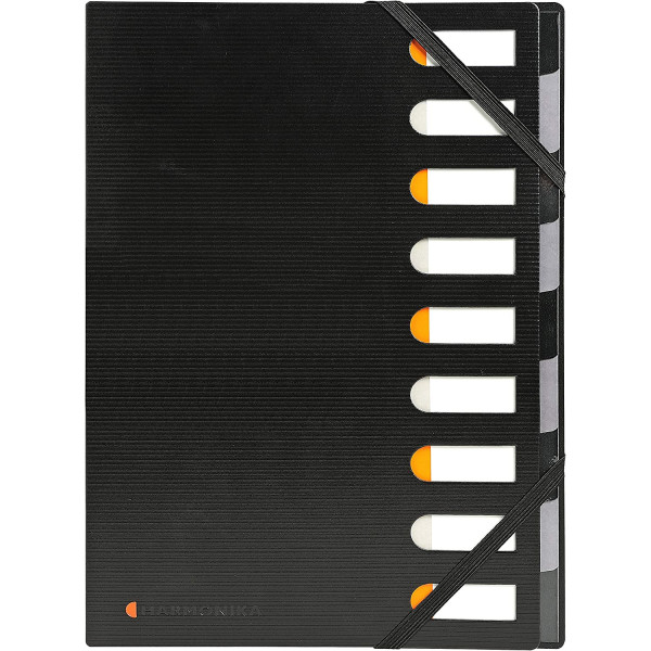 photo-Trieur rigide - Plastique - Extensible - 9 compartiments - Noir - Exacompta
