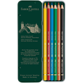 Crayons de couleur - Faber-Castell - Polychromos - 6 couleurs - Boite métal