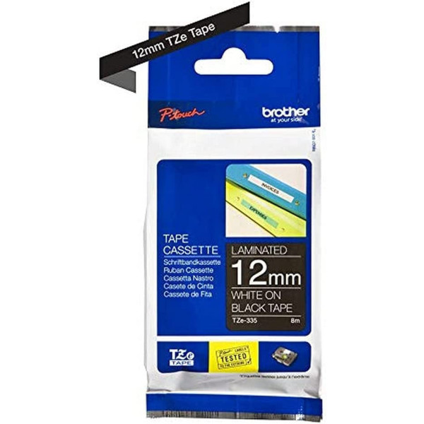 photo-Ruban Laminé Brother Tze-335 12Mm Noir/Blanc