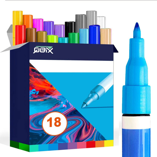 photo-Marqueurs - Peinture acrylique - Tous supports - 18 feutres - QBIX