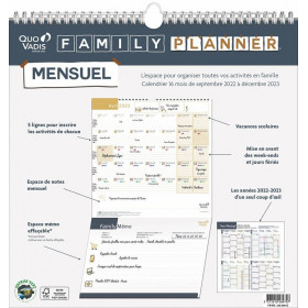 Calendrier 2022/2023 Family Planner - 30 X 30 Cm - Quo Vadis