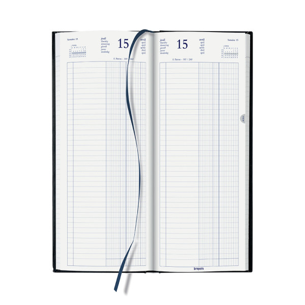 Agenda Journalier 2023 Banquier 1 Jour Sur 2 Pages - 2 Volumes - 14,3 X 32,5 Cm - Noir - Brepols