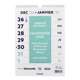 photo-Calendrier 2023 Optivision - Gros Caractères - 21 X 29,7 Cm - Brepols