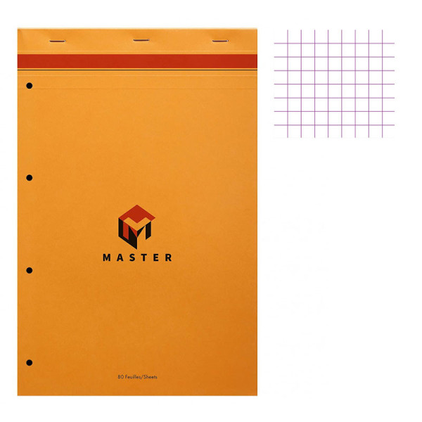photo-Bloc notes - A4 + - 21x31,8 cm - Petits Carreaux - 80 feuilles - Master