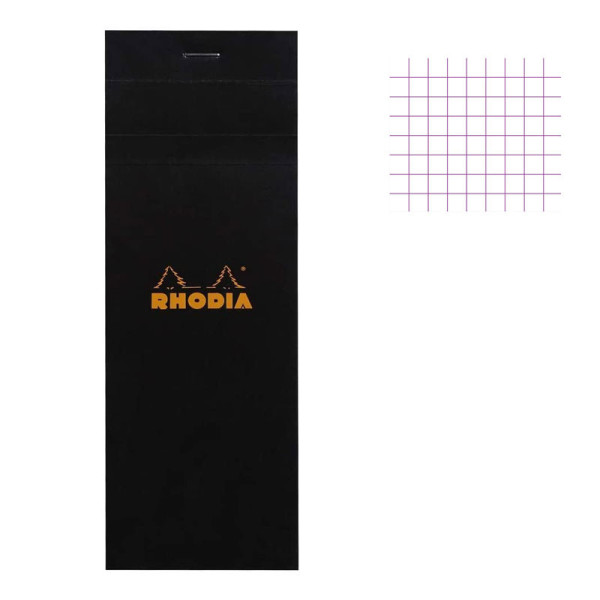 photo-Bloc notes - Shopping -  7,4 x 21 cm - Petits Carreaux - 80 feuilles - Noir - Rhodia