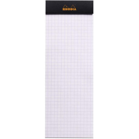 Bloc notes - Shopping -  7,4 x 21 cm - Petits Carreaux - 80 feuilles - Noir - Rhodia