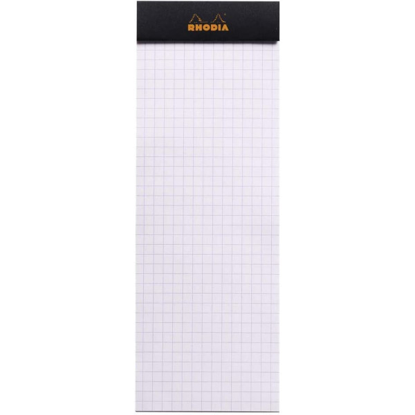 Bloc notes - Shopping -  7,4 x 21 cm - Petits Carreaux - 80 feuilles - Noir - Rhodia