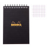 photo-Bloc notes - A6 - 10,5 x 14,8 cm - Petits Carreaux - 80 feuilles - Noir - Avec spirale - Rhodia - NotePad