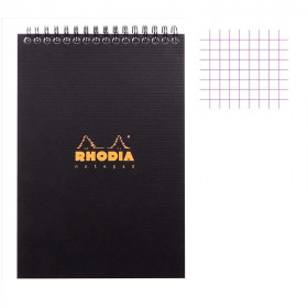 photo-Bloc notes - A5 - 14,8 x 21 cm - Petits Carreaux - 80 feuilles - Noir - Avec spirale - Rhodia - NotePad