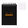 photo-Bloc notes - A6 - 10,5 x 14,8 cm - Petits Carreaux - 80 feuilles - Noir - Avec spirale - Rhodia