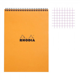 photo-Bloc notes - A4 - 21x29,7cm - Petits Carreaux - 80 feuilles - Orange - Avec spirale - Rhodia
