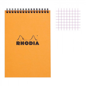 photo-Bloc notes - A5 - 14,8x21cm - Petits Carreaux - 80 feuilles - Orange - Avec spirale - Rhodia