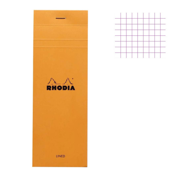 photo-Bloc notes - Shopping - 7,4 x 21 cm - Petits Carreaux - 80 feuilles - Orange - Rhodia