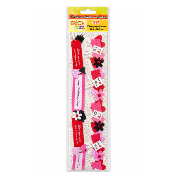 photo-Embellissements scrapbooking - Bordures adhésives - 3D - 30,5x30,5cm - Thème love
