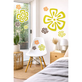 Stickers - Muraux - Autocollants - Repositionnables - Motifs fleurs colorés - Décoration