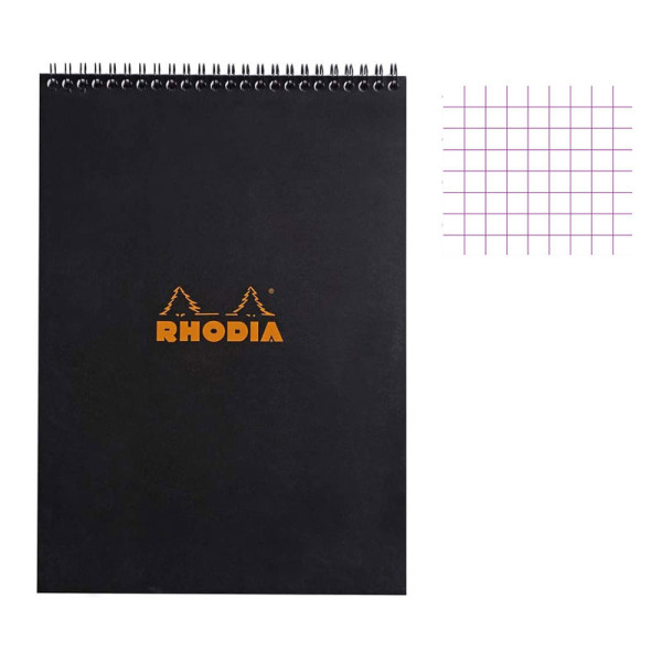 photo-Bloc notes - A4 - 21x29,7 cm - Petits carreaux - 80 feuilles - Avec spirale - Rhodia