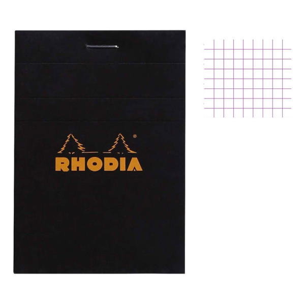 photo-Bloc notes - A7 - 7,4x10,5 cm - Petits Carreaux - 80 feuilles - Noir - Rhodia