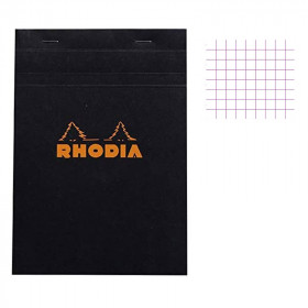 photo-Bloc notes - A5 - 14,8x21 cm - Petits Carreaux - 80 feuilles - Noir - Rhodia