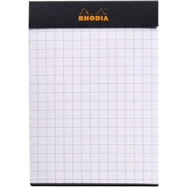 Bloc notes - A5 - 14,8x21 cm - Petits Carreaux - 80 feuilles - Noir - Rhodia