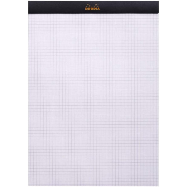 Bloc notes - A4+ - 21x31,8 cm - Petits Carreaux - 80 feuilles - Noir - Rhodia