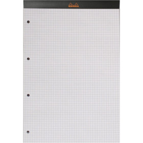 Bloc notes - A4 - 21x29,7 cm - Petits Carreaux - 80 feuilles - Perforées - Rhodia