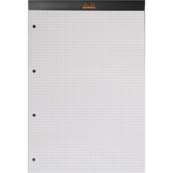 Bloc notes - A4 - 21x29,7 cm - Petits Carreaux - 80 feuilles - Perforées - Rhodia