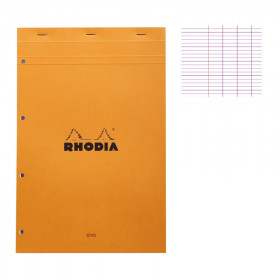 photo-Bloc notes - A4 - 21x29,7 cm - Grands Carreaux - 80 feuilles - Orange - Rhodia